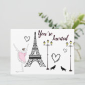 Paris Ballerina en Eiffel Tower Girls Ballet Kaart (Staand voorkant)