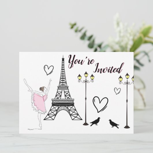 Paris Ballerina en Eiffel Tower Girls Ballet Kaart (Staand voorkant)