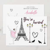 Paris Ballerina en Eiffel Tower Girls Ballet Kaart (Voorkant / Achterkant)