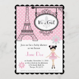 Paris Ballerina Uitnodiging voor Douche/Verjaardag