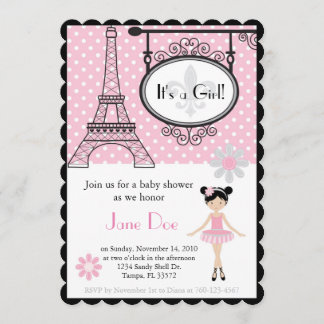 Paris Ballerina Uitnodiging voor Douche/Verjaardag
