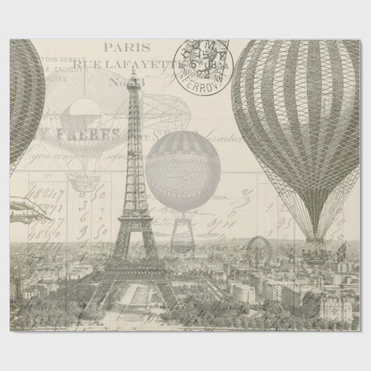 Paris Balloon Voyage Cadeaupapier (Vlak)