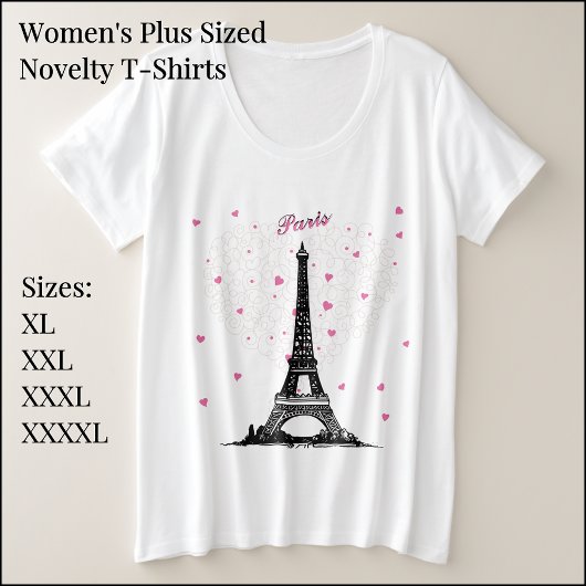 Paris Basic T-Shirt, dames plus formaat Grote Maat T-shirt