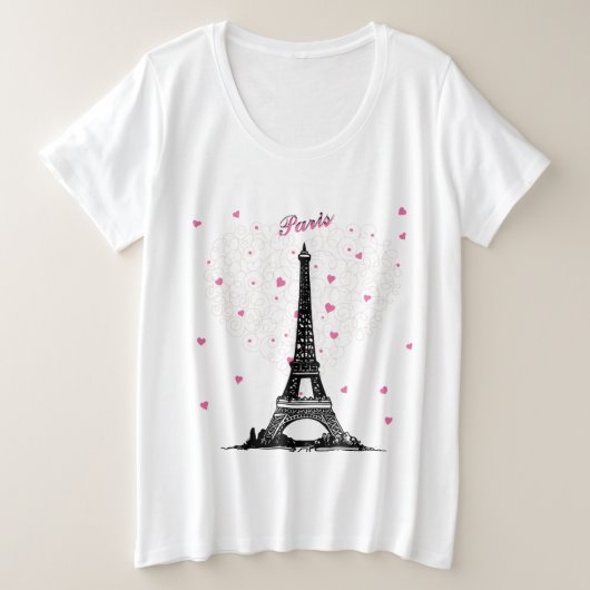 Paris Basic T-Shirt, dames plus formaat Grote Maat T-shirt (Design voorkant)