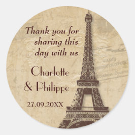 Paris Bestemming Bruiloft Ronde Sticker