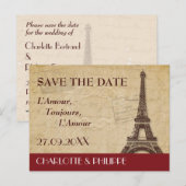 Paris Bestemming Bruiloft Save the Date Aankondigingskaart (Voorkant / Achterkant)