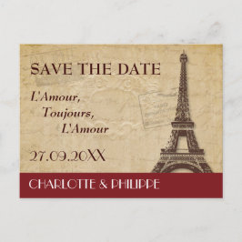 Paris Bestemming Bruiloft Save the Date Aankondigingskaart