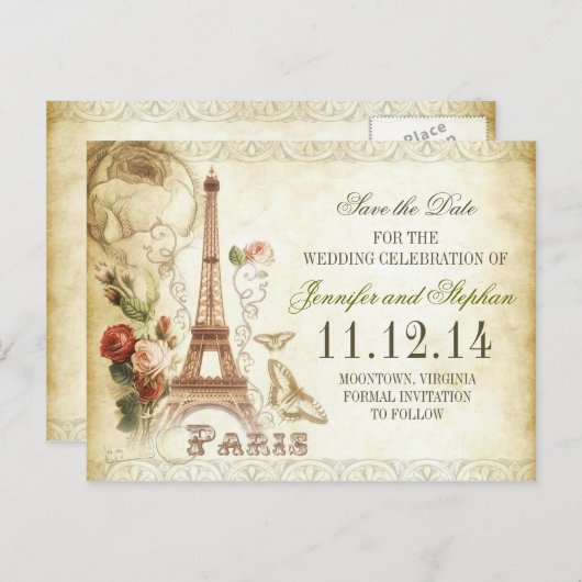  PARIS BEWAAR DE DATUM BRIEFKAARTEN (Voorkant / Achterkant)