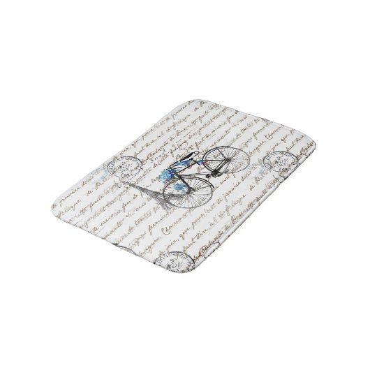 Paris Bicycle Forgetmenot Bath Rug Badmat (Gekanteld)