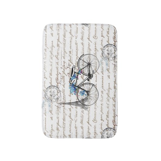 Paris Bicycle Forgetmenot Bath Rug Badmat (Voorkant Verticaal)