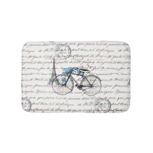 Paris Bicycle Forgetmenot Bath Rug Badmat