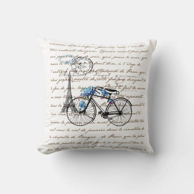 Paris Bicycle Forgetmenot Pillow Kussen (Voorkant)