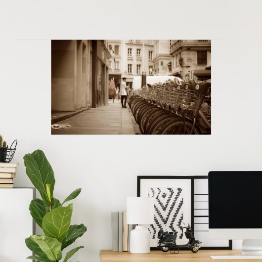 Paris Bicycling Poster (Thuiskantoor)