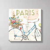 Paris Bike met bloemen Canvas Afdruk (Voorkant)