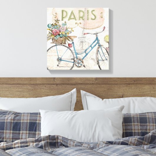 Paris Bike met bloemen Canvas Afdruk (Insitu (Slaapkamer))