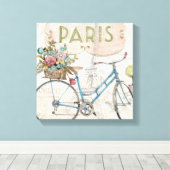 Paris Bike met bloemen Canvas Afdruk (Insitu (Houten vloer))