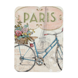 Paris Bike met bloemen Magneet