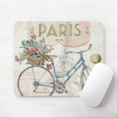 Paris Bike met bloemen Muismat (Met muis)