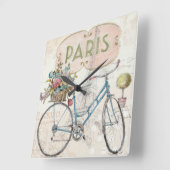 Paris Bike met bloemen Vierkante Klok (Hoek)