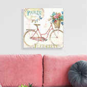 Paris Bike met bloemen vooraan Canvas Afdruk (Insitu (Woonkamer))