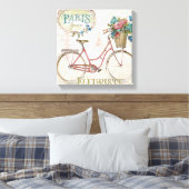 Paris Bike met bloemen vooraan Canvas Afdruk (Insitu (Slaapkamer))