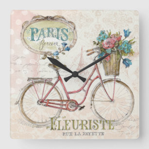 Paris Bike met bloemen vooraan Vierkante Klok