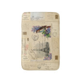 Paris Bird Lila Frans Briefkaart Bathmat Badmat (Voorkant Verticaal)