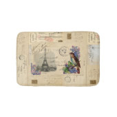 Paris Bird Lila Frans Briefkaart Bathmat Badmat (Voorkant)