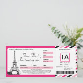 Paris Birthday Boarding Pass Ticket Kaart (Staand voorkant)