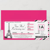 Paris Birthday Boarding Pass Ticket Kaart (Voorkant / Achterkant)