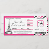 Paris Birthday Boarding Pass Ticket Kaart (Voorkant)