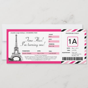 Paris Birthday Boarding Pass Ticket Kaart