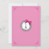 Paris Birthday Girl's Roze Eiffel Tower Invite Kaart (Achterkant)