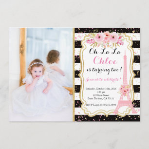 Paris Birthday Invitation Eiffel Tower Kaart