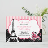 Paris Birthday Invitations Sweet 16 Kaart (Staand voorkant)
