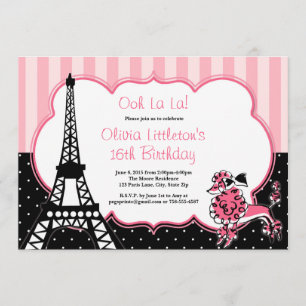 Paris Birthday Invitations Sweet 16 Kaart