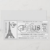 Paris Birthday Party Ticket Invitation Kaart (Voorkant / Achterkant)