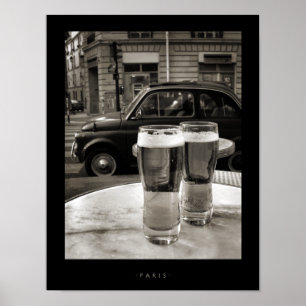 Paris Bistro Black en White Photography Poster