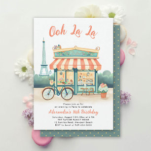 Paris Bistro Eiffel Achtergrond Peach Pink Sweet 1 Kaart