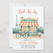 Paris Bistro Eiffeltoren Perzik Roze Blauwgroen Sw Kaart (Voorkant)