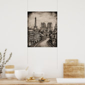 Paris Black And White Poster (Keuken)