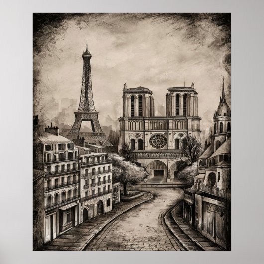 Paris Black And White Poster (Voorkant)