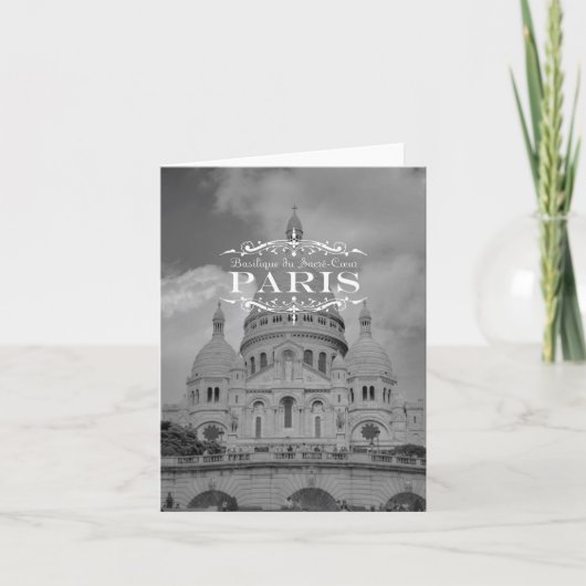 Paris Black and White Travel Notecard Sacre Coeur Kaart (Voorkant)