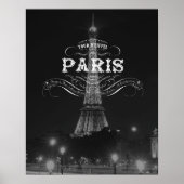 Paris Black and White Travel Poster Eiffel Tower (Voorkant)