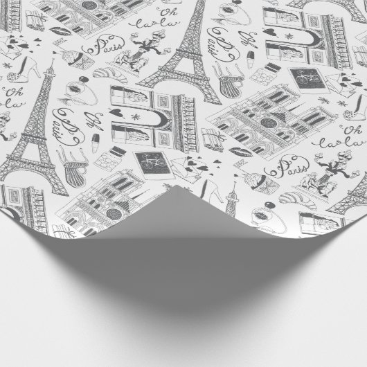 Paris Black en White Cadeaupapier (Hoek)