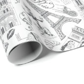 Paris Black en White Cadeaupapier (Rol Hoek)