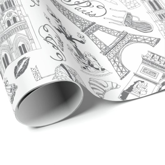 Paris Black en White Cadeaupapier (Rol Hoek)