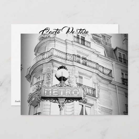 Paris, Black en White  Uitzicht Post Card Briefkaart (Voorkant / Achterkant)