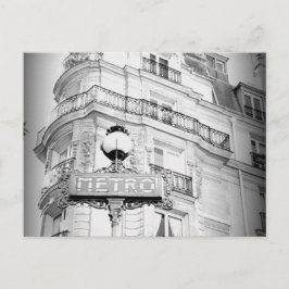 Paris, Black en White Uitzicht Post Card Briefkaart