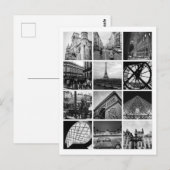 PARIS Black & White Collage Briefkaart (Voorkant / Achterkant)